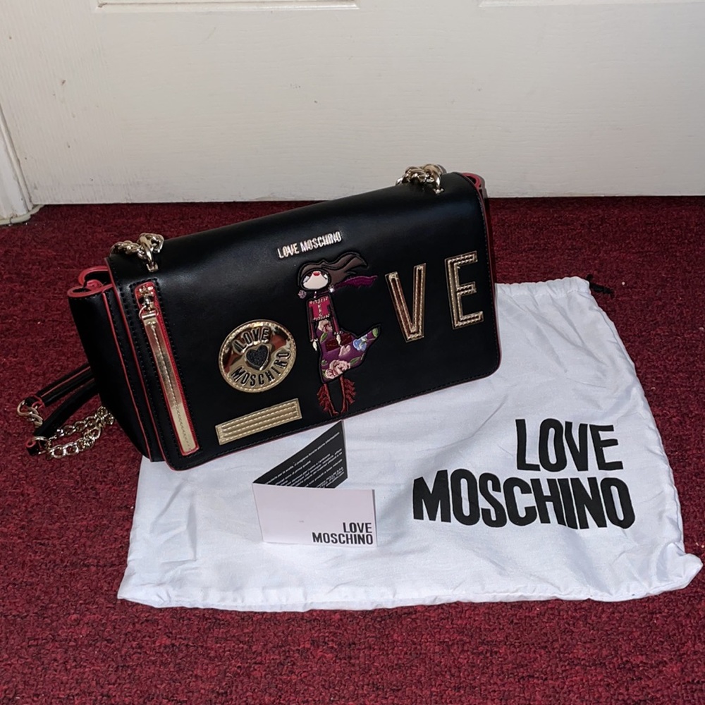 Love Moschino Embroidered Shoulder Bag with Charms